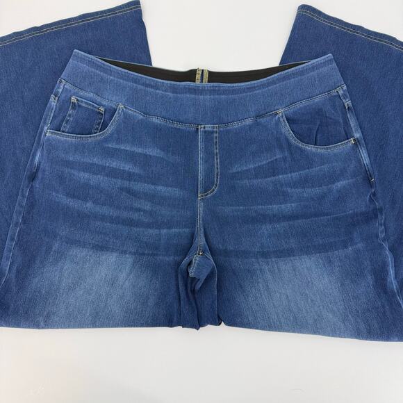 Halara Flex Size 2X High Waisted Wide Leg Pull On Casual Jeans Royal Blue Denim - Picture 6 of 11